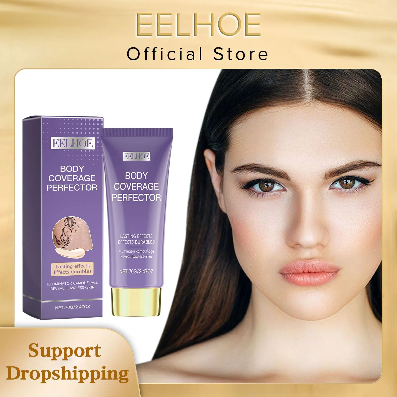 

EELHOE Body Tattoo Concealer Foundations Makeup Cosmetics Lasting Cover Freckles Removal Waterproof Foundation Full Coverage 70g