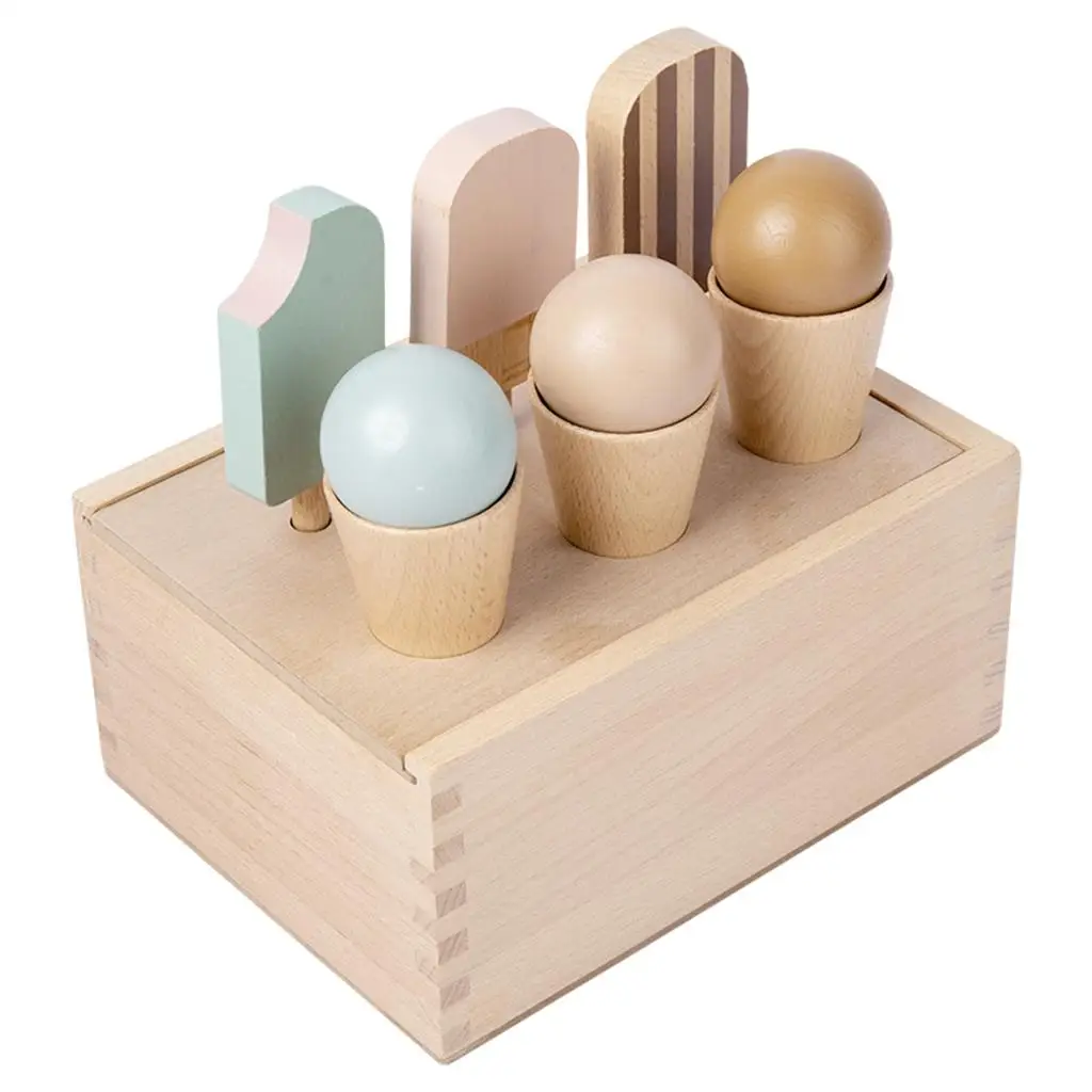 Ensemble de jeu de glace pour enfants, ensemble de cuisine en bois simulé pour garçons et filles