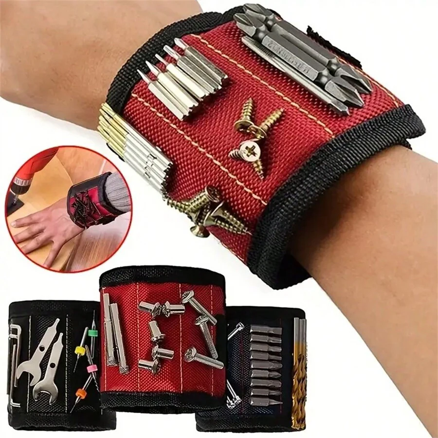 

1Pc Magnetic Wrist Support Band with Strong Magnets for Holding Screws Nail Bracelet Belt Support Chuck Sports magnetic tool bag