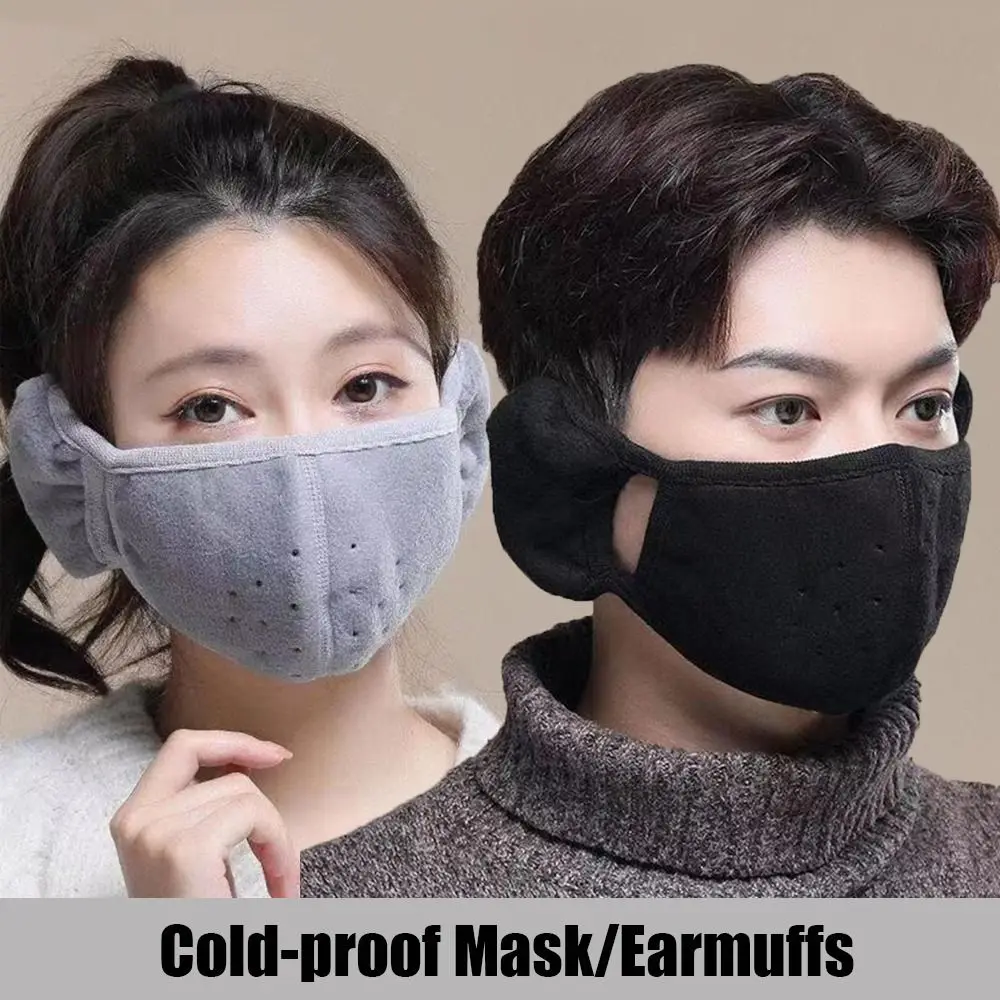 Women Female Windproof Breathable Cold-proof Earmuffs Fleece Mouth Cover Ear Warmer Warm Masks