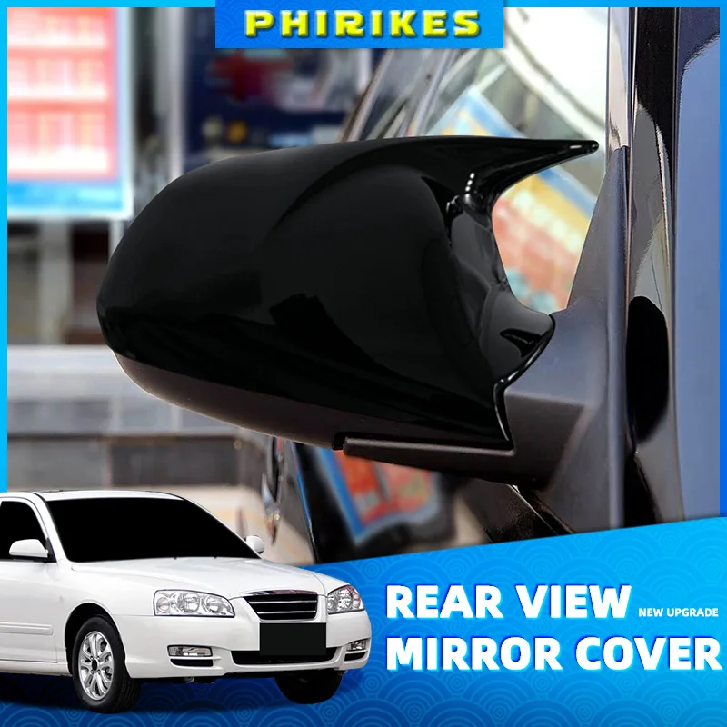 

For Hyundai Elantra III (XD2) 2004 2005 2006 2007 2008 2009 2010 Rearview mirror cover Bat shaped Glossy Black Carbon Look