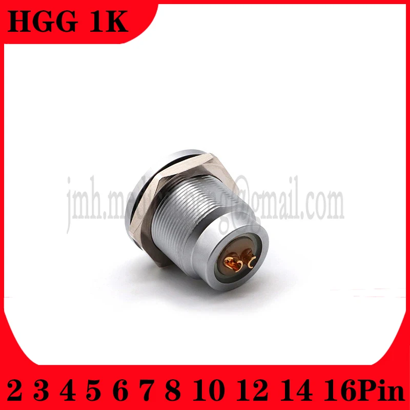 HGG 1K Waterproof Connector Vacuum Sealed Push-pull Self-locking Female Socket 2 3 4 5 6 7 8 10 12 14 16 Pin Panel Cutout 16mm