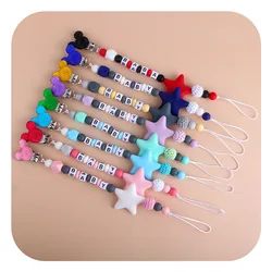 Aangepaste Gepersonaliseerde Fopspeen Clips Veilige Tandjes Ketting Cartoon Mickey Stijl Bijtring Dummy Clips Houder Gepersonaliseerde Naam