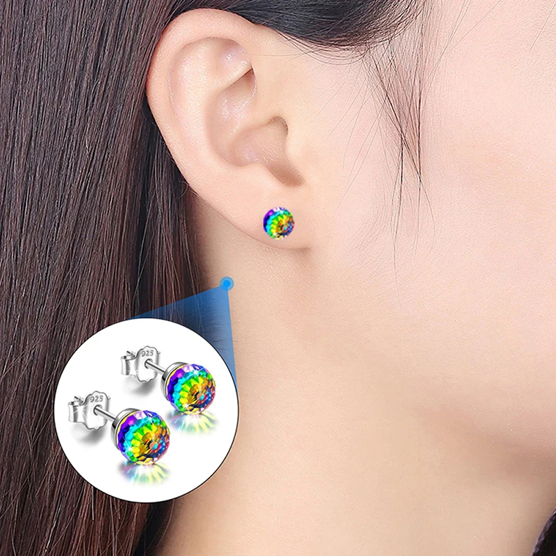 1 Pair Colorful Crystal Lose Weight Body Relaxation Massage Slim Ear Studs Magnetic Slimming Earrings Health Jewelry Girls Gifts