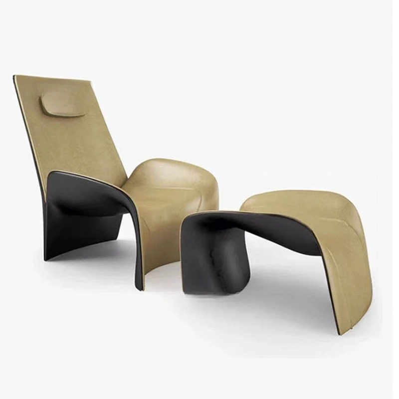 

Nordic designer chair fiberglass leather single sofa H chair model room special-shaped creativity