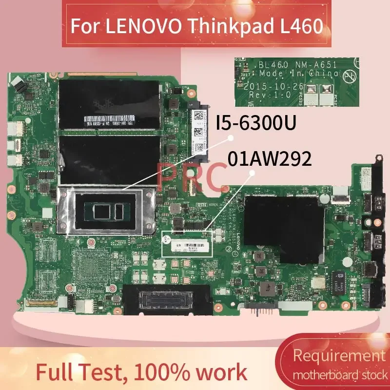 Imagem -02 - Placa-mãe para Notebook 01aw2 para Lenovo Thinkpad L460 Drive Notebook Bl460 Sr2f0 Ddr3 Placa-mãe