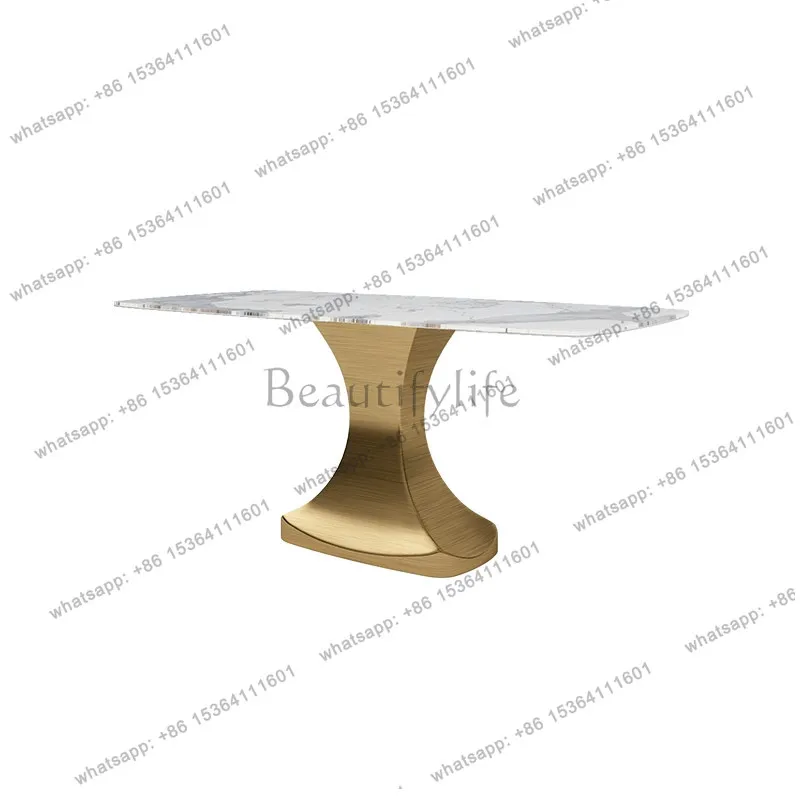 

Italian rock slab dining table light luxury household rectangular modern simple western dining table small apartment