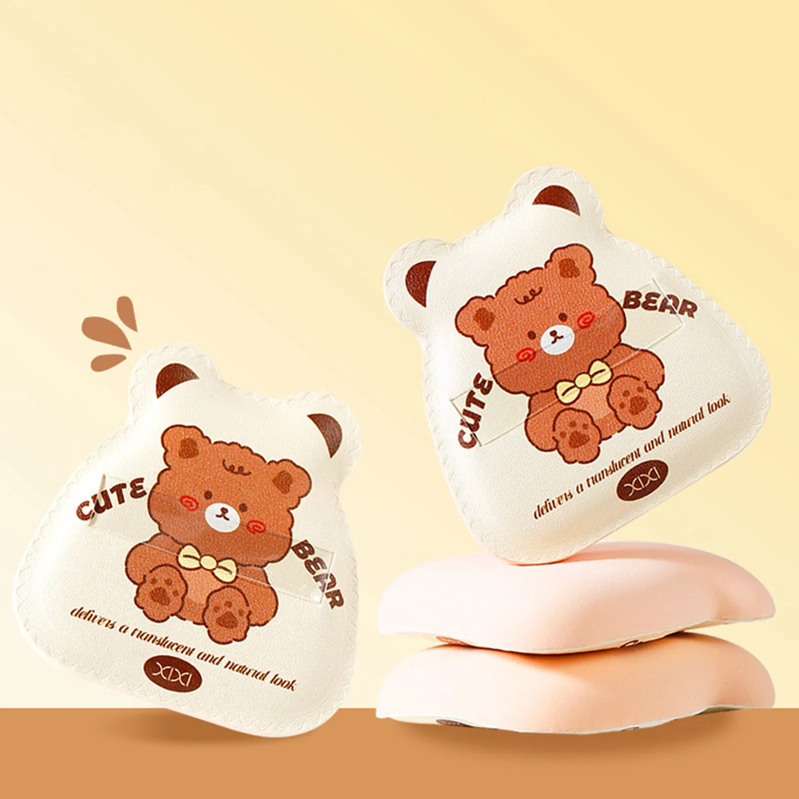 マシュマロのような柔らかくふわふわしたメイクアップ用ブレンドスポンジ かわいいクマのデザイン 乾湿両用 化粧道具 学生向け 美容必需品