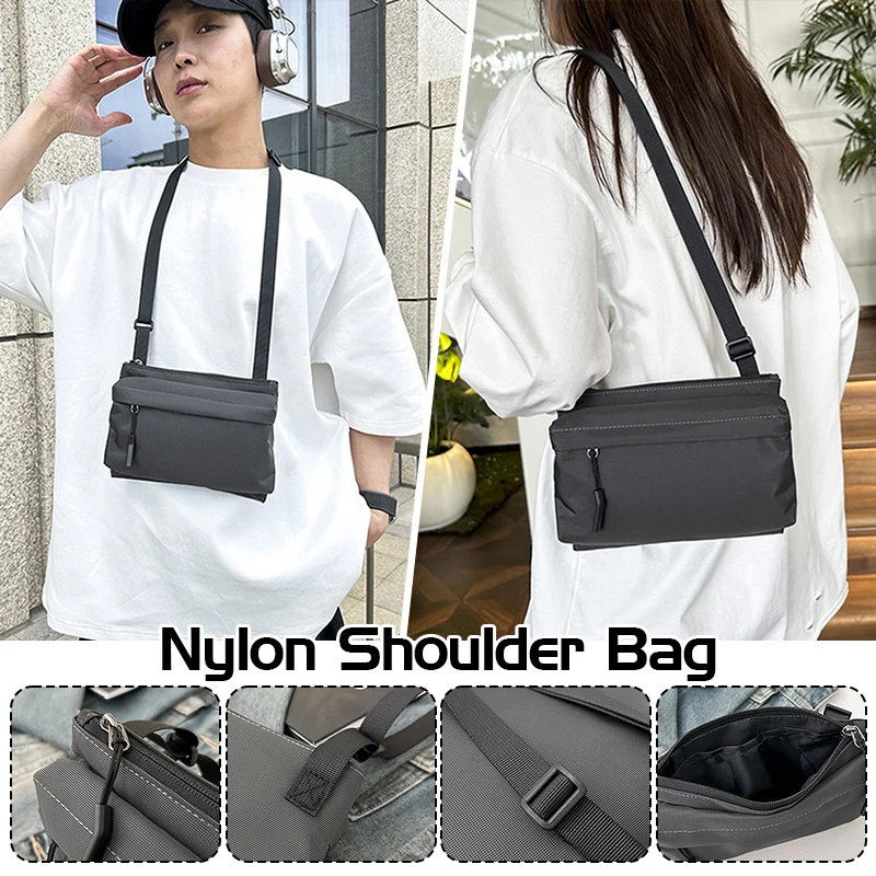 حقيبة كروس نايلون مقاومة للماء للرجال والنساء، حقيبة كتف خفيفة الوزن للجنسين، لون خالص، أزياء ترفيهية #6