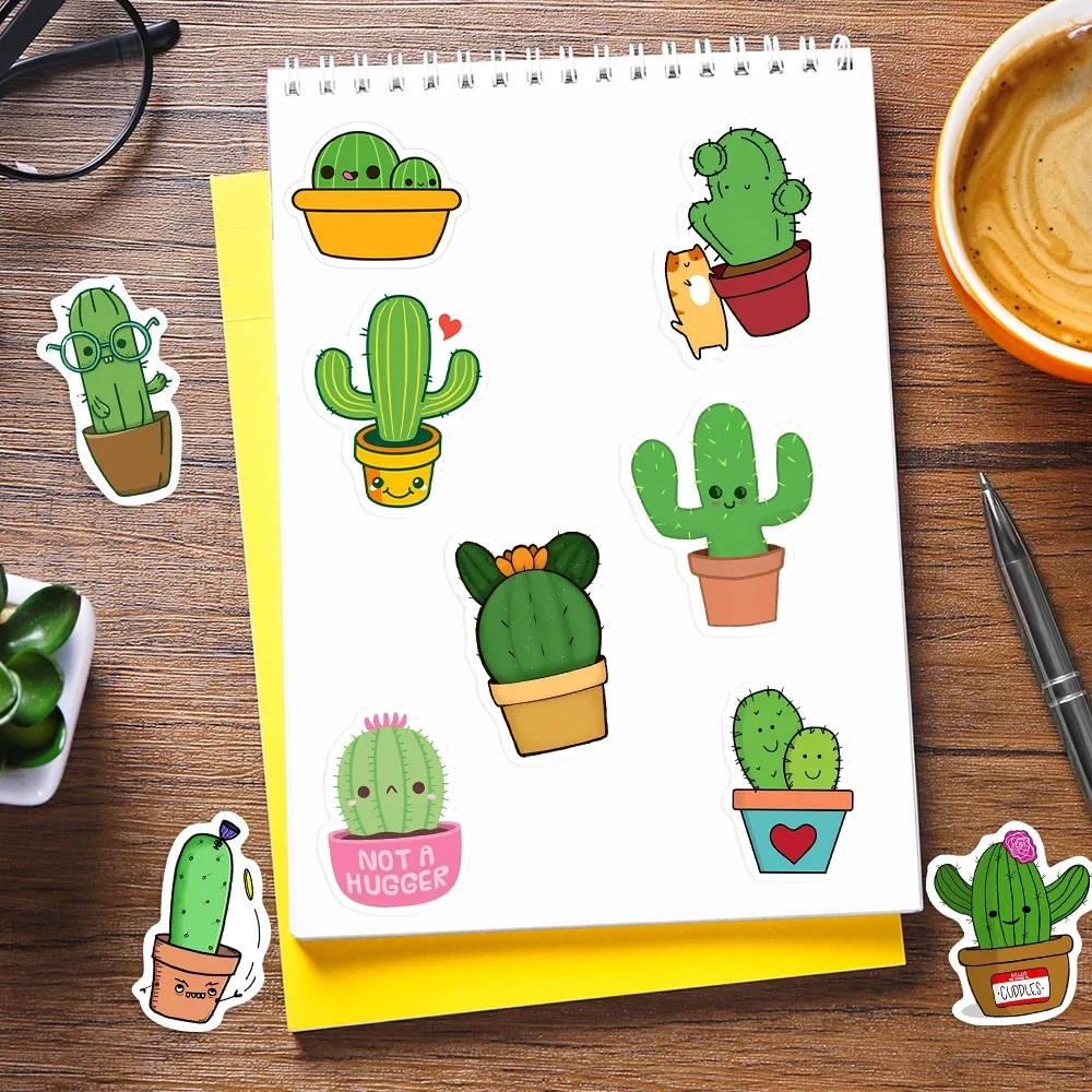 Cute Cartoon Cactus Stickers Funny Plant DIY Toy Gift Graffiti Decal for Phone Laptop Bottles Scrapbook Kids Waterproof Stickers