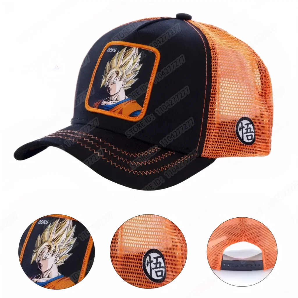 Casquette Dragon Ball Son Goku casquette de Baseball été voyage casquette à visière hommes broderie Hip-Hop pare-soleil réglable camionneur casquette en maille