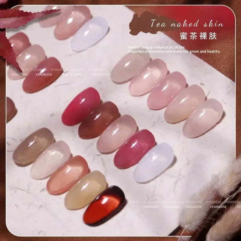 

24Colors Jelly Gel Semi-transparent Nude Color Nail Gel Polish Clear Pink French Gel Varnish Soak Off UV LED Gel for Nail