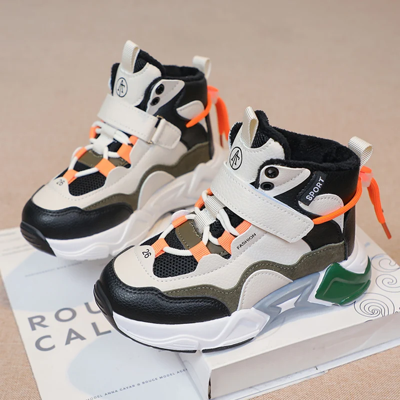 أحذية رياضية شتوية للأطفال أحذية قطنية دافئة قطيفة للأطفال أحذية شتوية سميكة من الفرو الصناعي للأولاد والبنات