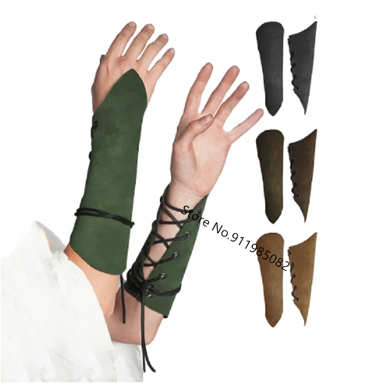 Faux Leather Arm Guards Unisex Leather Gauntlet Wrist Guard Medieval Bracer Halloween Costume Party Props Jewelry