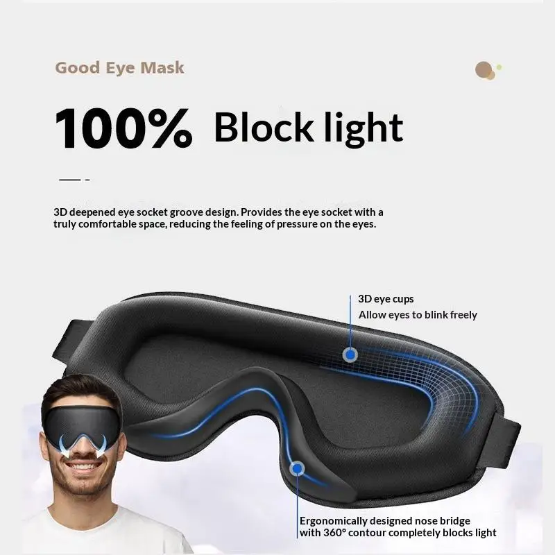 3D Blackout Sleeping Eye Mask Soft Weighted Blindfold Comfort Sleep Cover For Men Women Travel