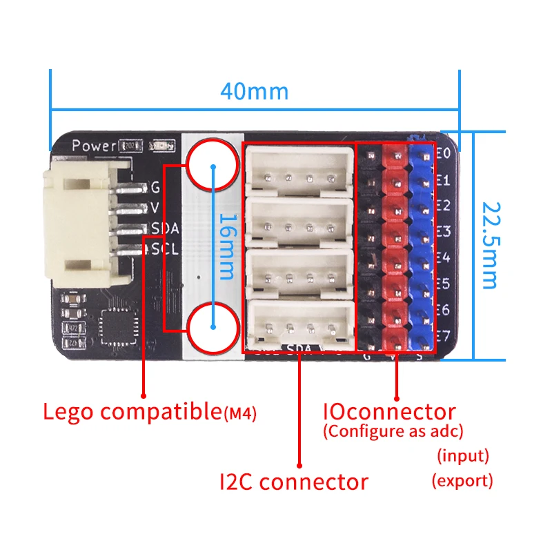 لوحة توسيع ADC GPIO 4 في 1 I2C ذات 8 قنوات PWM متوافقة مع Arduino/Raspberry Pi/Microbit