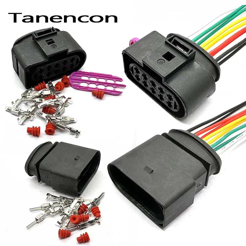 

1 Set 10 Pin 3.5 mm Automotive Electrical Connector Male Female Car Halogen Headlight Wire Plug for VW Audi 1J0973735 1J0973835