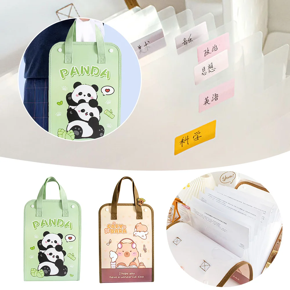 

Fashion Capybara Expanding File Bag Large Capacity Classified Test Paper Storage Bag Waterproof Portfolio School Office