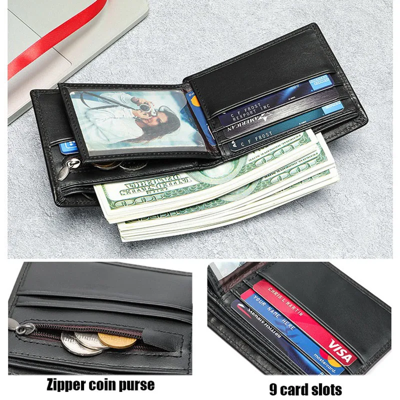 

Classic Men's Wallet RFID Genuine Leather Wallets Men Purse Card Holder Wallet Men Fashion High Quality