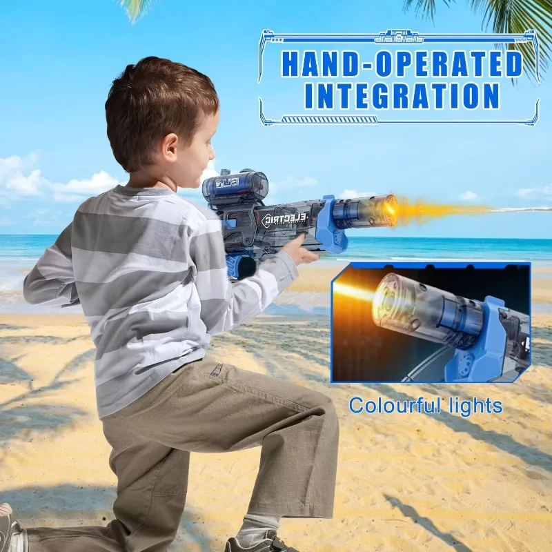 Children Continuous Fire Electric Water Guns Flash Lights Automatic Water Blasters Summer Outdoor Shoting Game Toy for Kids Gift