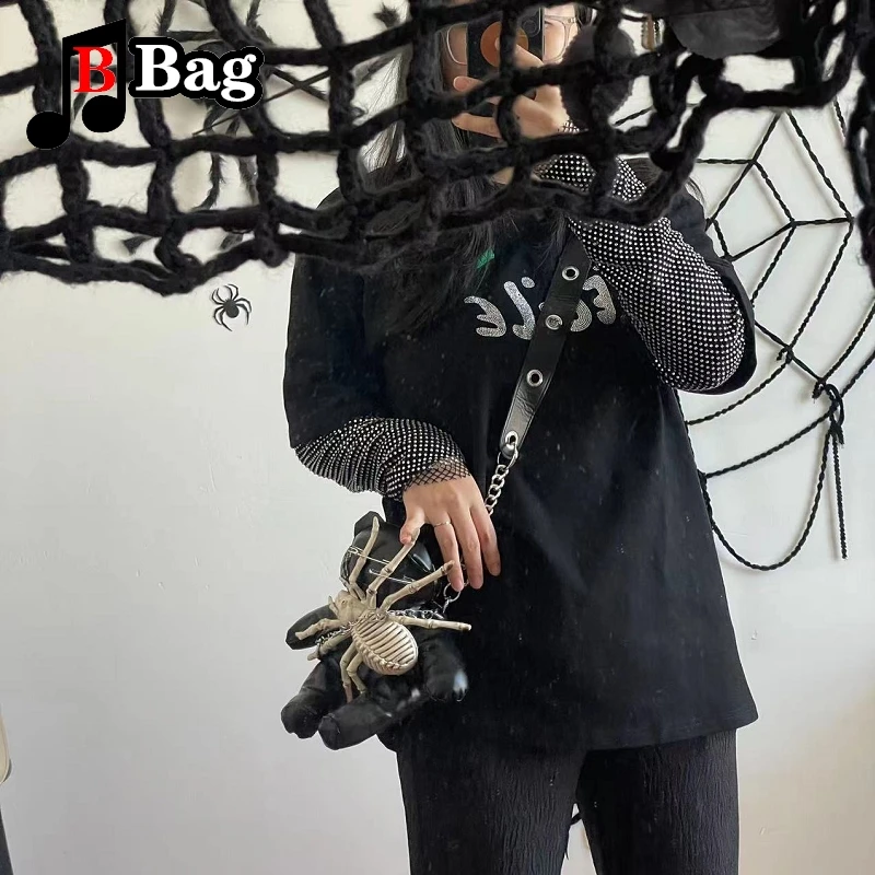 Subcultural Spider Adornment Bear Bag Spice Girl Harajuku Gothic Punk Tote One Shoulder Crossbody Handbag