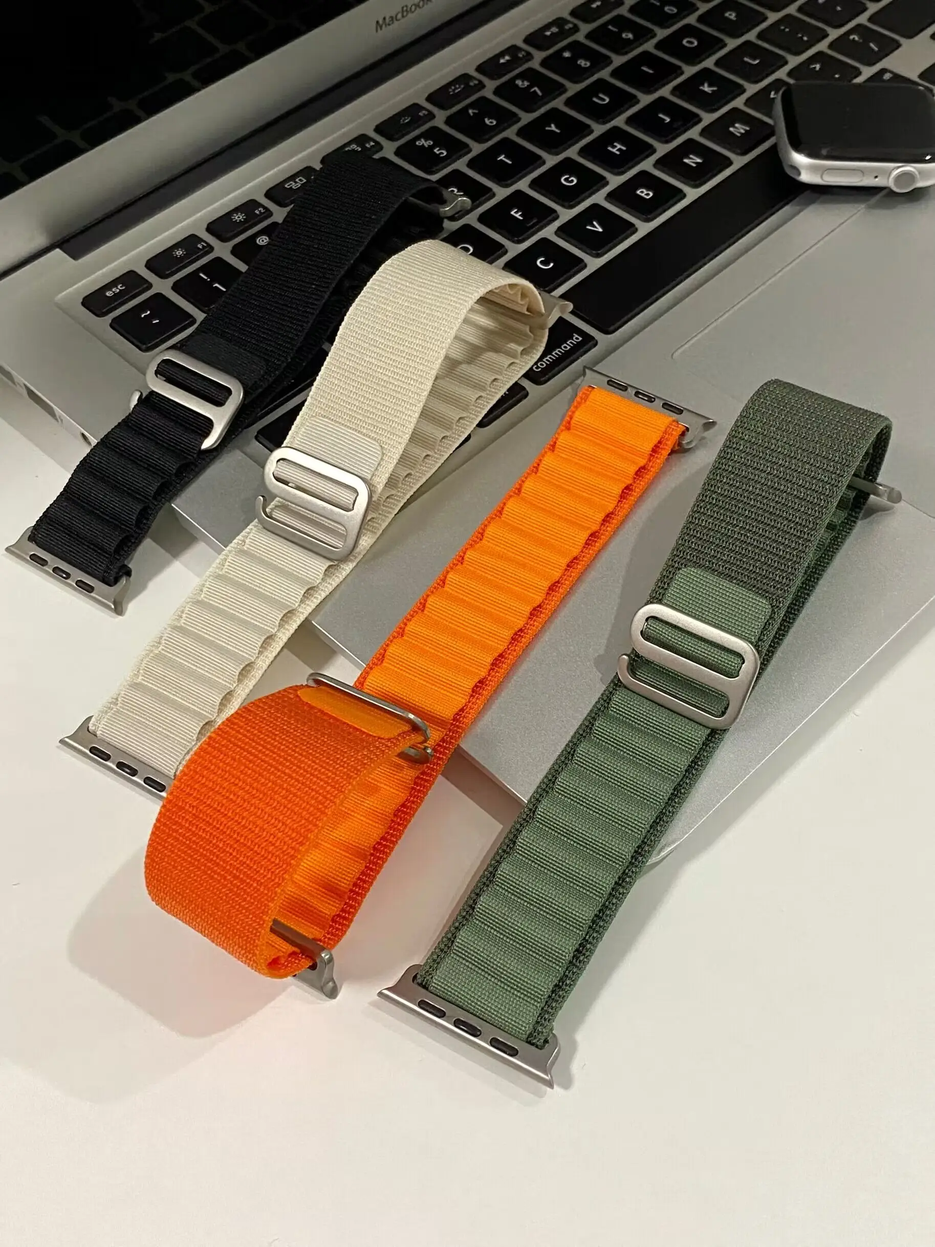 حزام لساعة أبل الترا 2 الفرقة 49 مللي متر 46 مللي متر-45 مللي متر-44 مللي متر 42 مللي متر-41 مللي متر النايلون جبال الألب حلقة سوار كوريا iWatch سلسلة 10/se/9/6 8 7 5