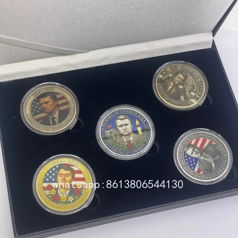 Moneda de oro coleccionable conmemorativa de Charlie Kirk, moneda de plata 1993-2025, recuerdo de homenaje conmemorativo de Metal, recuerdo artesanal, regalo para fanáticos