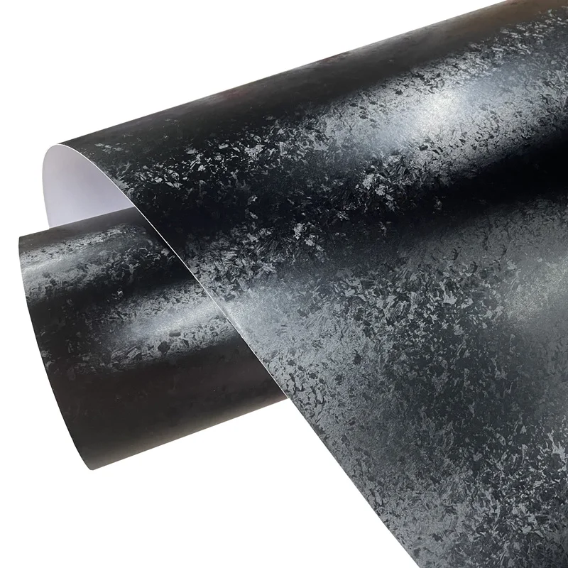 Premium schwarz geschmiedete Kohlefaser-Vinylfolienrolle mit Air Release DIY selbstklebender Aufkleber Automotive Car Wrapping Folie