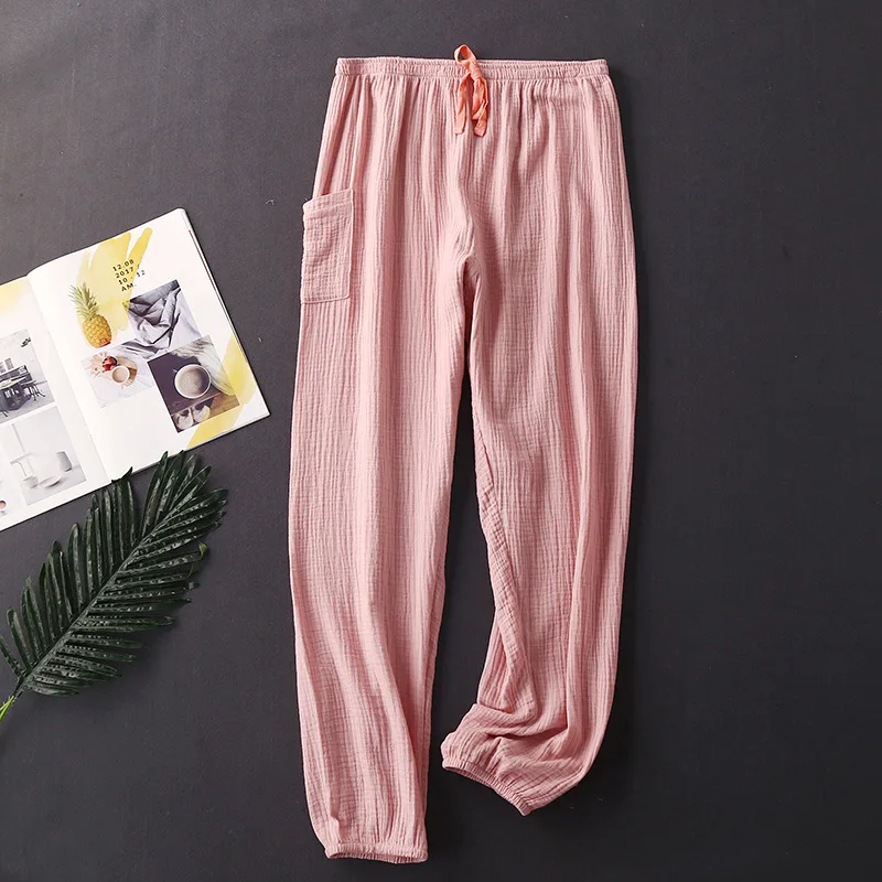 Cotton Crepe 100% New Pajamas Pant For Women Casual Spring Autumn Home Wear Trousers Large Size Night Ladies Pijamas Pants