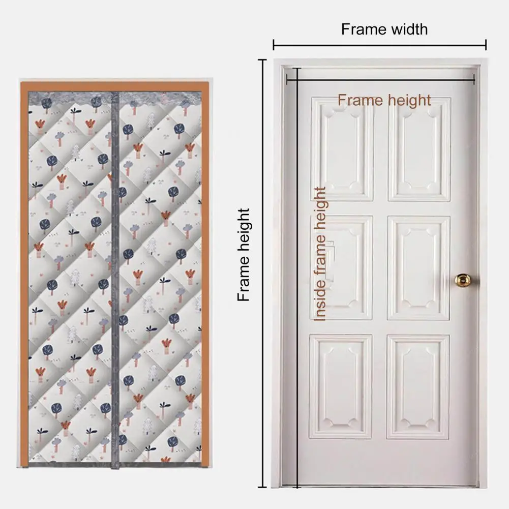 1 Set Winter Door Curtain Magnetic Insulated Door Drape Noise-Reducing Door Cover for Home