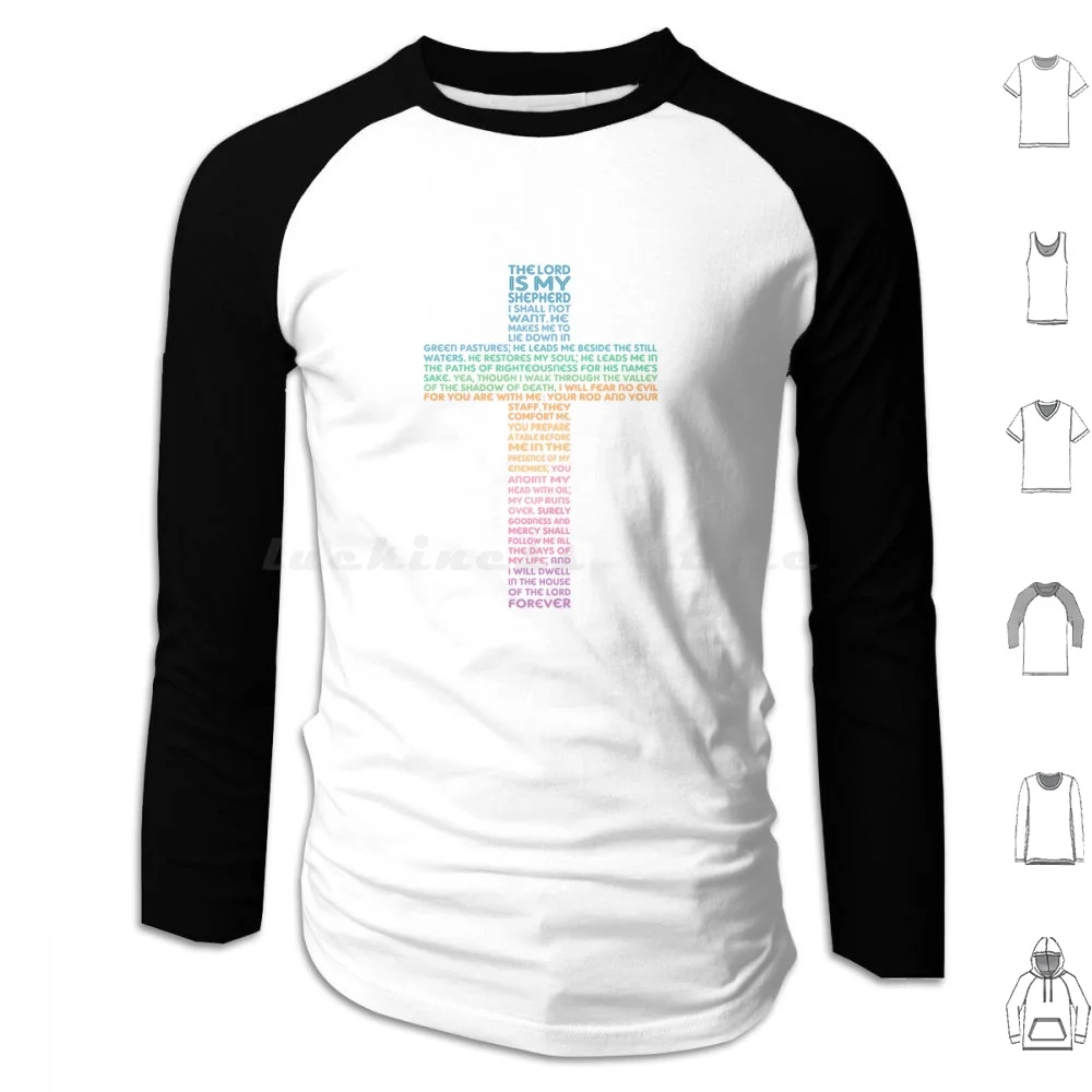 Psalm 23 The Lord Is My Shepherd Cross Hoodie cotton Long Sleeve Psalm 23 Psalm 23 Psalm 23 Psalm 23 Psalm 23 The Lord