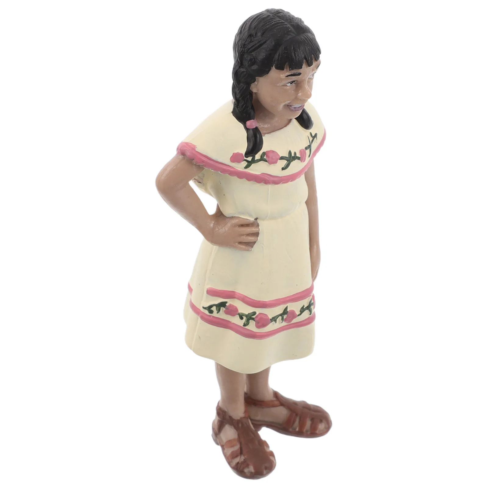 Girl Native Figures Miniature Plastic Playset Realistic Tribal Characters for Sand Tray Diorama Train Scenery Ethnic People