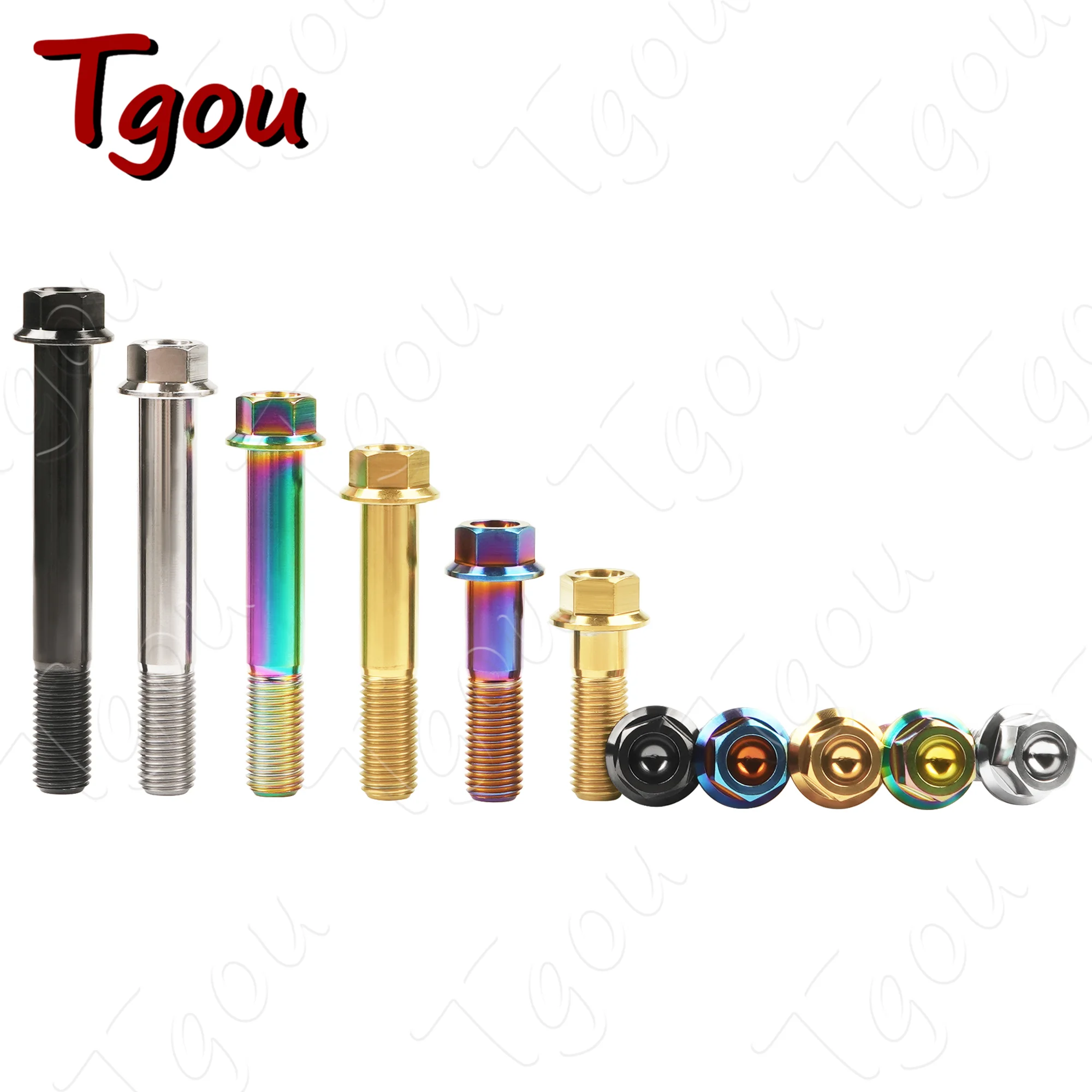 Tgou Titanium Bolts M12x30-90mm Flange Head Hexagon Head Pitch 1.25/1.5 Motorcycle Modification Screws