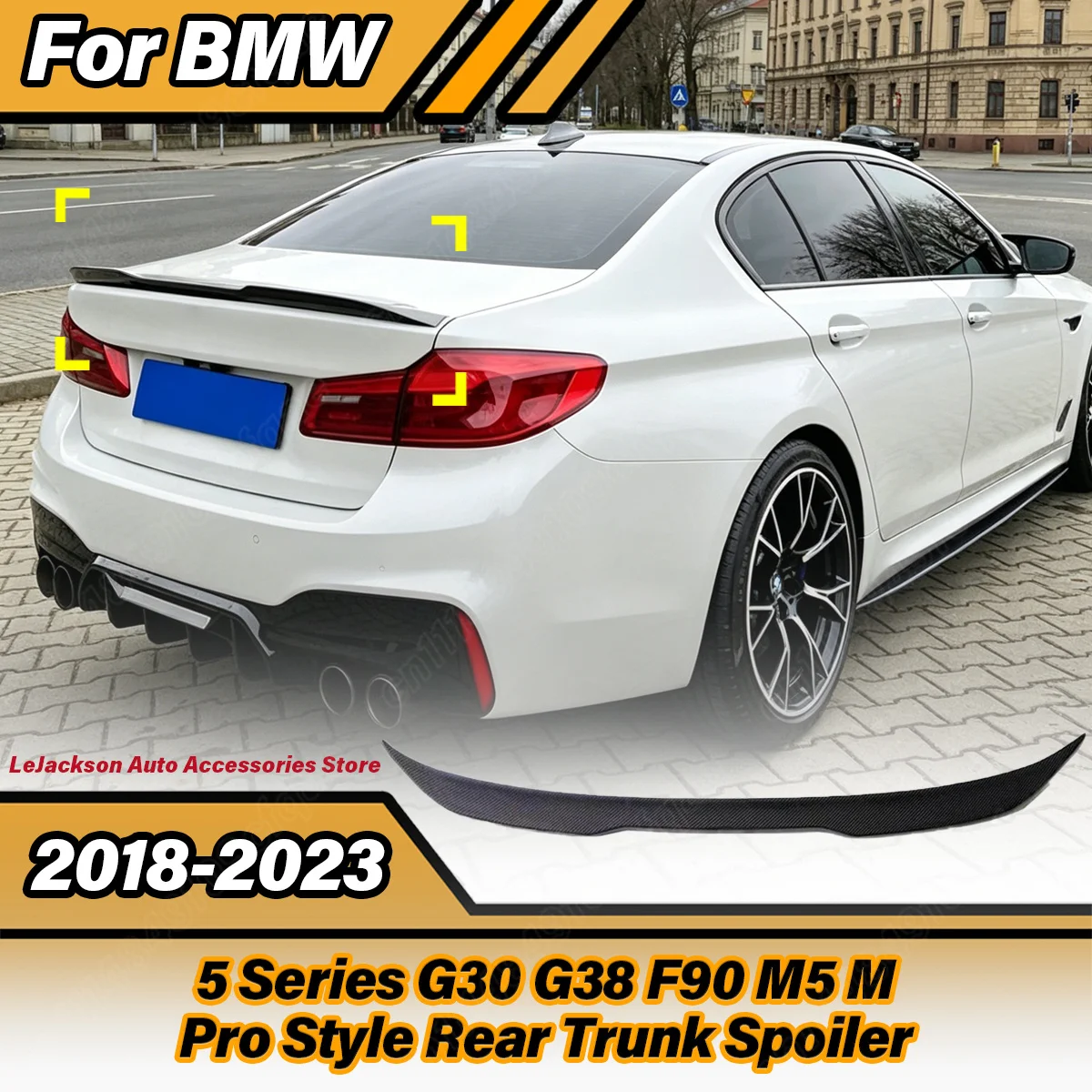 

For BMW 5 Series G30 G38 F90 M5 2018 2019 2020 2021 2022 2023 Automobile Blade Style Rear Trunk Spoiler Body Modification Kit