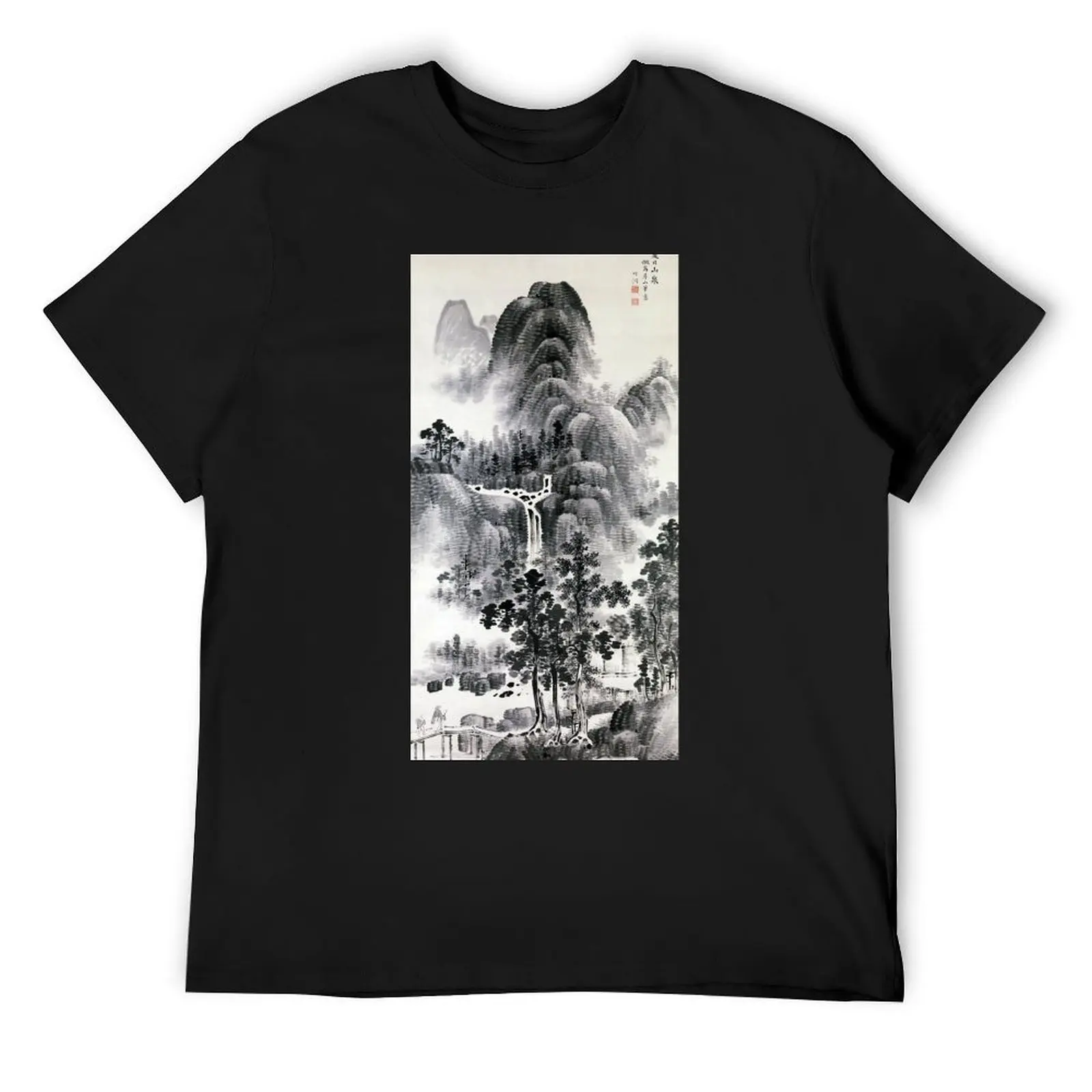 Mountain Stream on a Summer Day, (Restored Japanese Artwork) T-Shirt Blouse shirts graphic tees mens tall t shirts