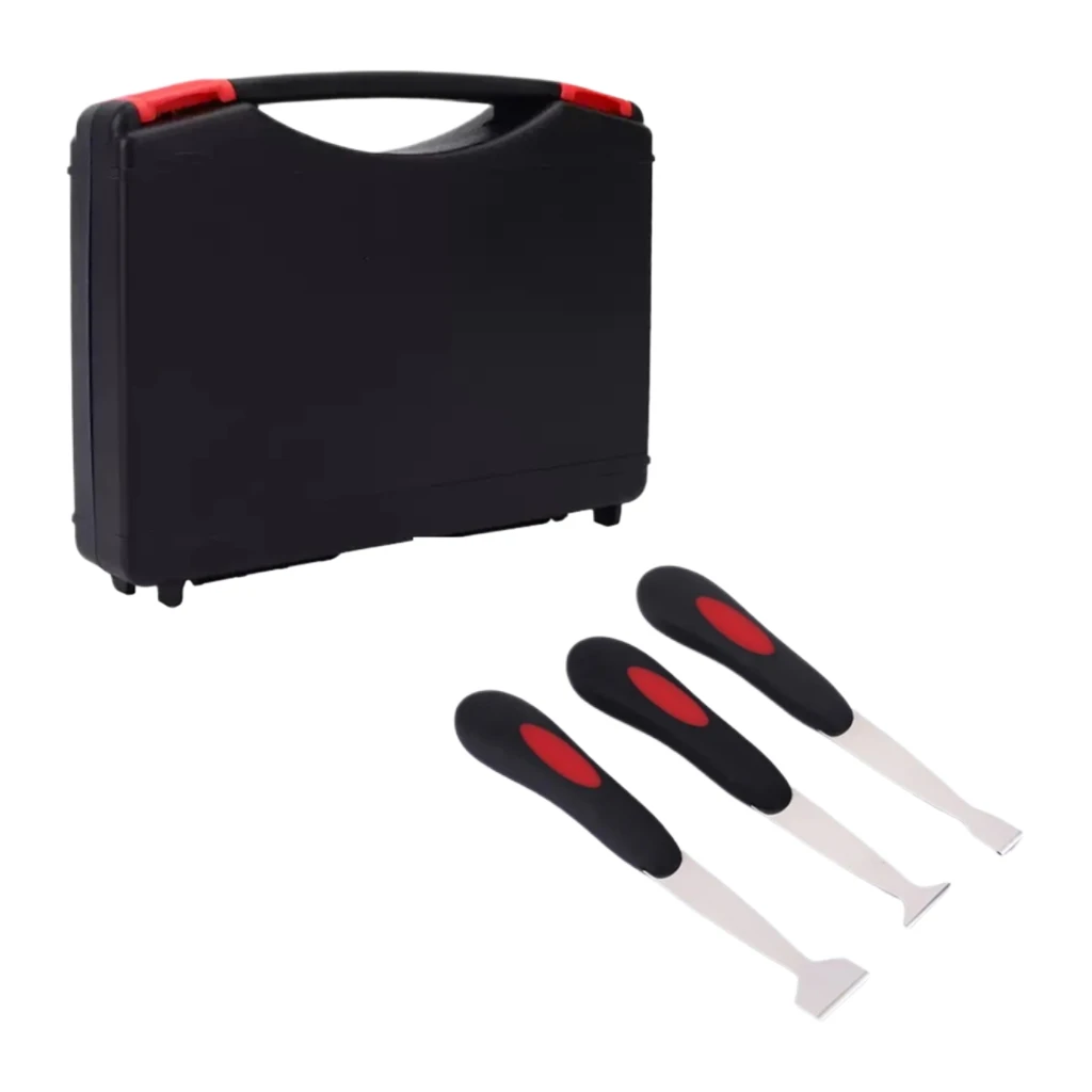 

Windshield Urethane Scraper Tool Kit 3pcs Blades with Soft Rubber Glass Bottom Glue Repairing Knife Set