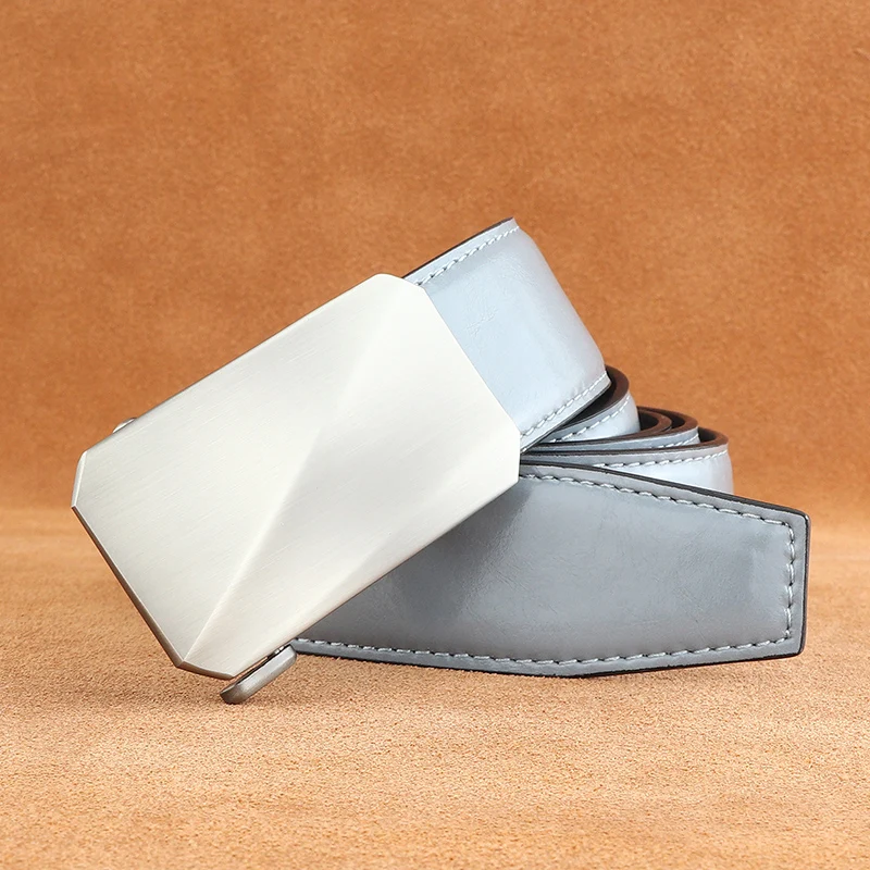 High quality casual Automatic Buckle belts men inner wear genuine leather light color brand luxury younth Waistband