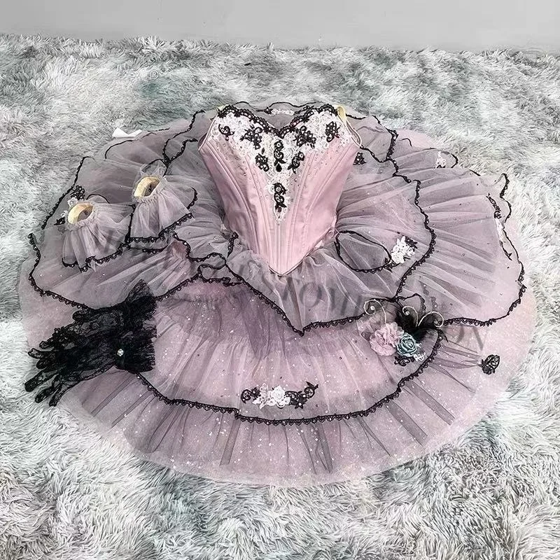 2024 New Fragrant Purple Gray Venice Carnival Variation TUTU Ballet Costumes for Adults and Children Private Customization