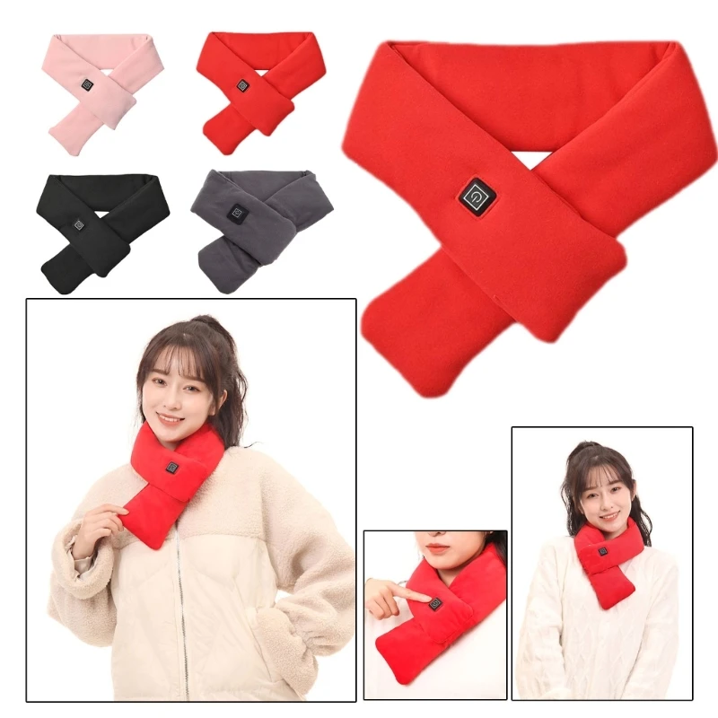 Washable USB Electric Heating Scarf, 3 Temperature Levels, Heated Scarf, Unisex Warm, Windproof Heating Scarf for Skiing