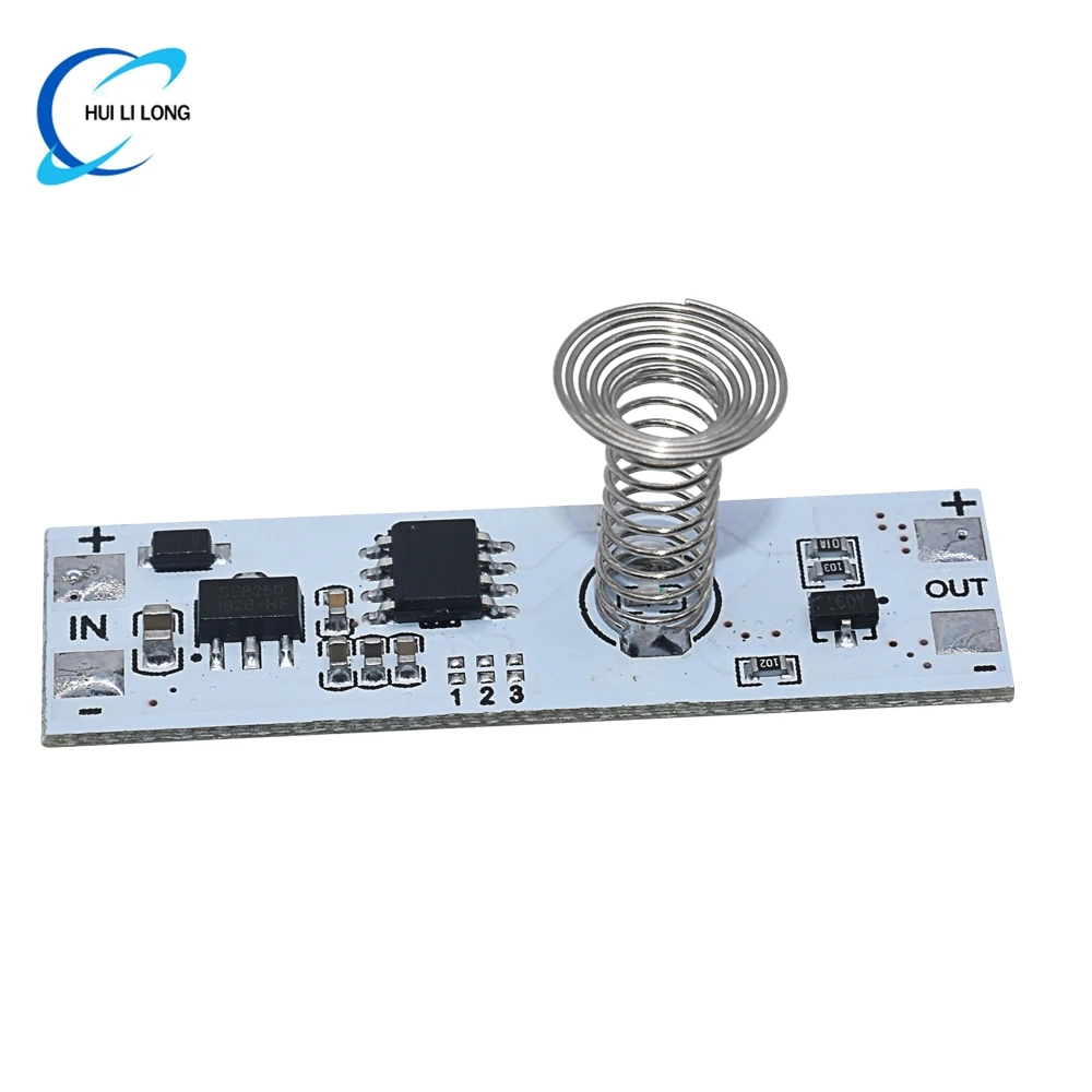 DC 12V Capacitive Touch Sensor Switch Coil Spring Switch LED Dimmer Control Switch 9-24V 30W 3A for Smart Home LED Light Strip