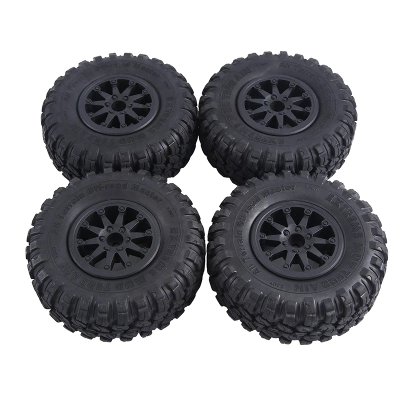 4PCS 118X44mm 2.2 Inch Rubber Tyres & Plastic Beadlock Wheel Rim For 1:10 RC Rock Crawler Axial SCX10 RR10 RC Car