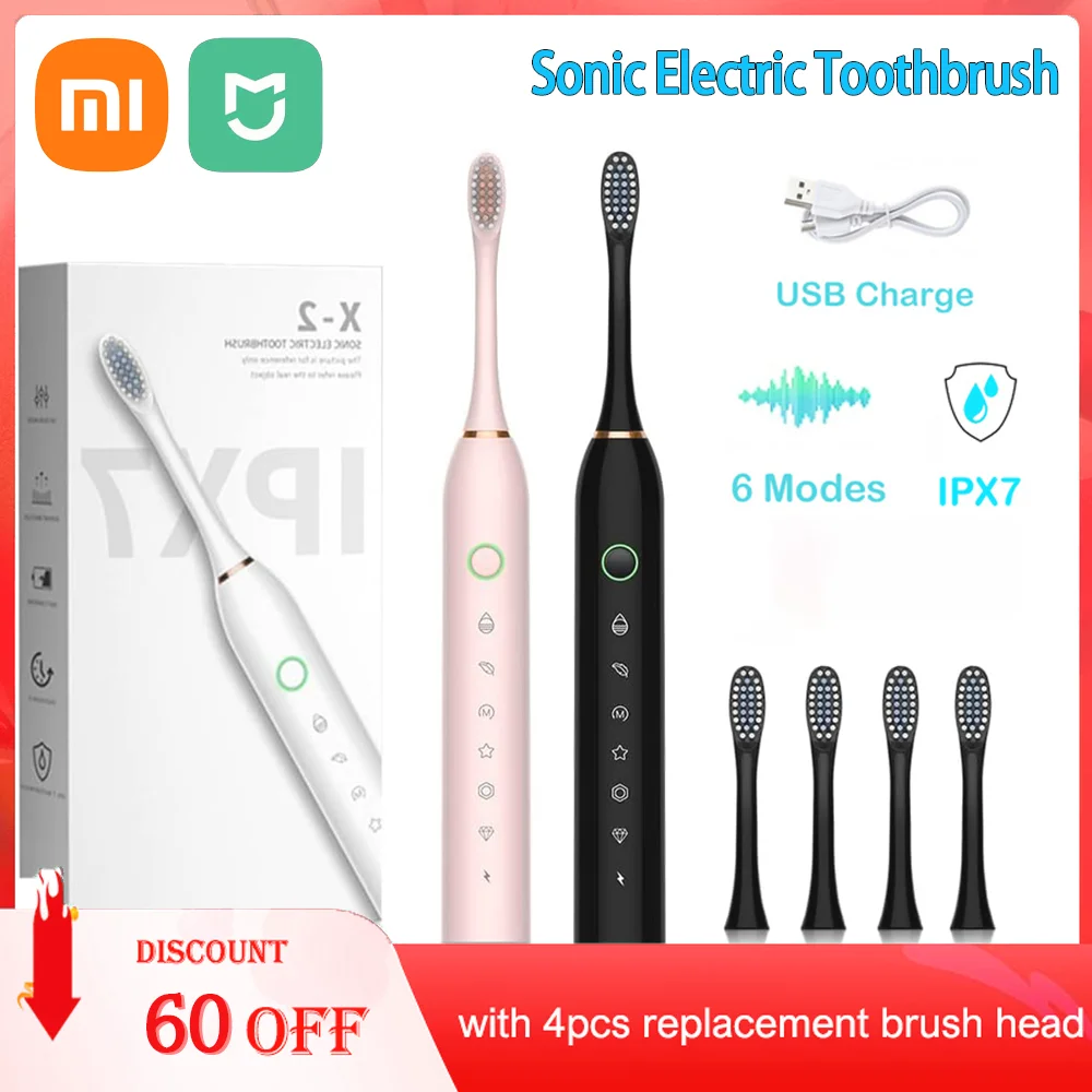 Xiaomi Electric Toothbrush Sonic Vibration Smart Tooth Brush Adults Teeth Clean Whitening Tools With Replacement Head Oral Care