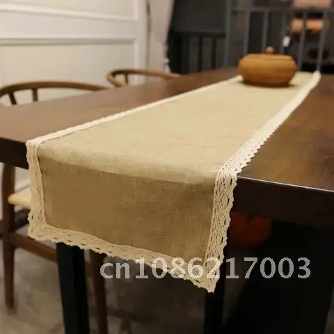 

Burlap Lace Jute Table Runner 30x250CM TV Cabinet Table Runners Rustic Hessian Imitation Linen Wedding Party Home Decoration