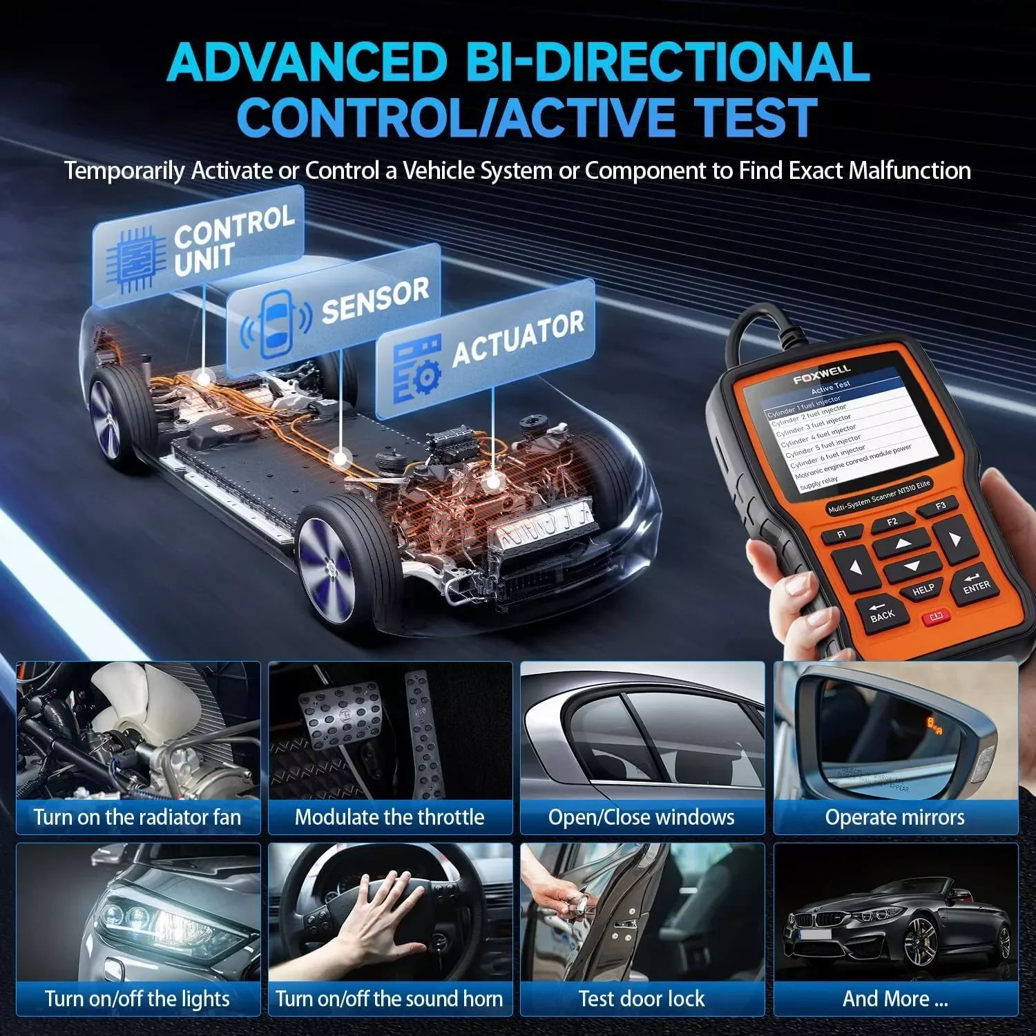 Foxwell NT510 Elite Wireless For BMW All System ABS SRS DPF TPMS OBD2 Diagnostic Scanner OBD2 Automotive Bi-directional Diagnost