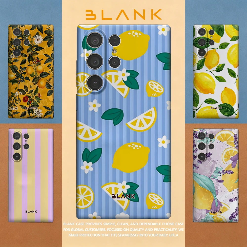 Lemon Daisy Stripes For Samsung Galaxy S26 S25 S24 A56 A36 Phone Case Protection Cover for Women Girl Blank