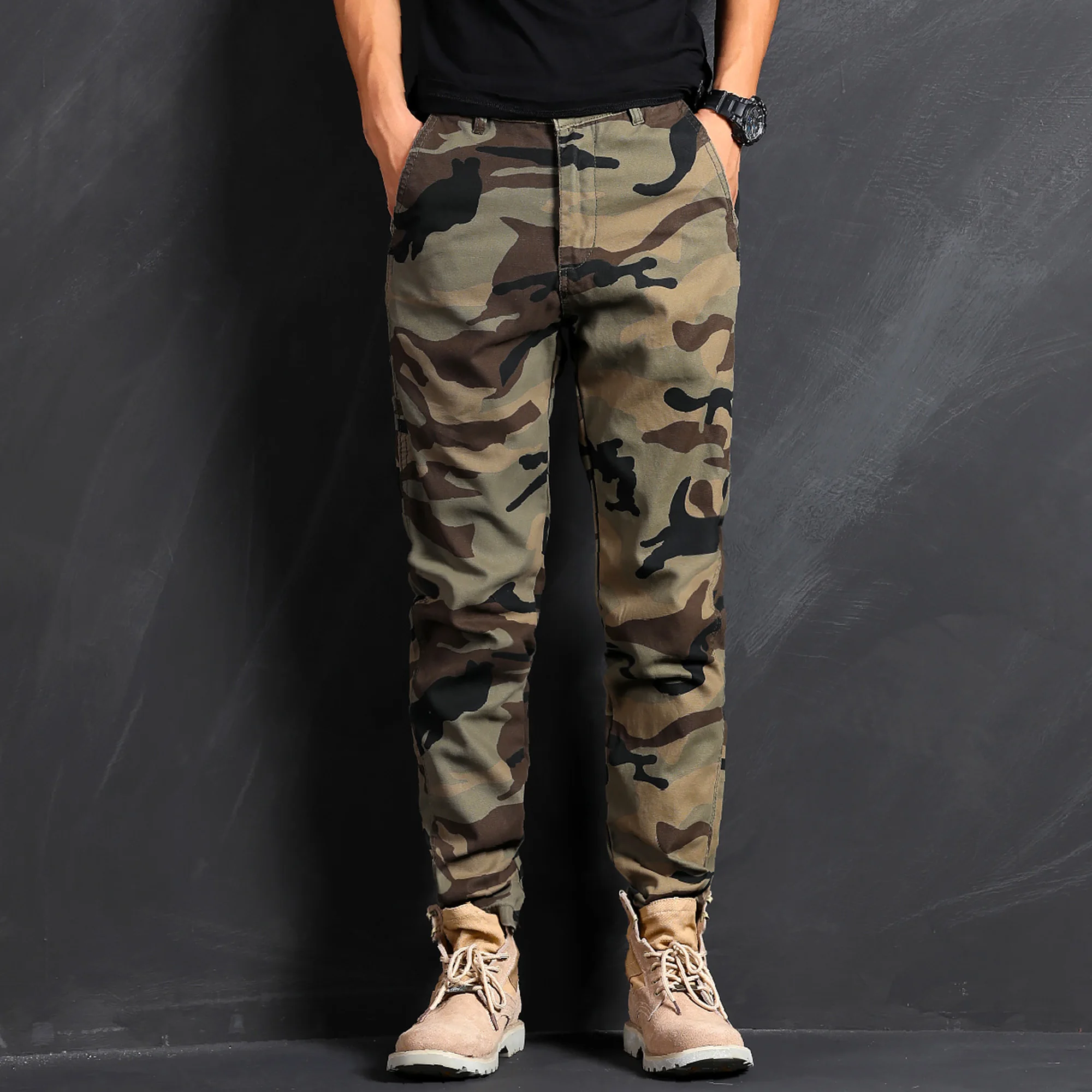 

AKARMY Camo Cargo Pants, Loose Casual Outdoor Pants, Men's Work Pants Outdoors Hiking pants （no belt）