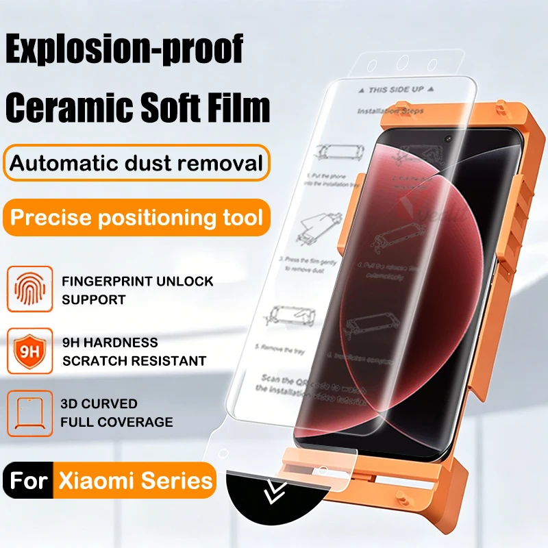 

3D Curved Explosion-proof Ceramic Film For Xiaomi 15 14 Ultra 13 12 12s Pro 12X Dust-free Screen Protector With Install Tool