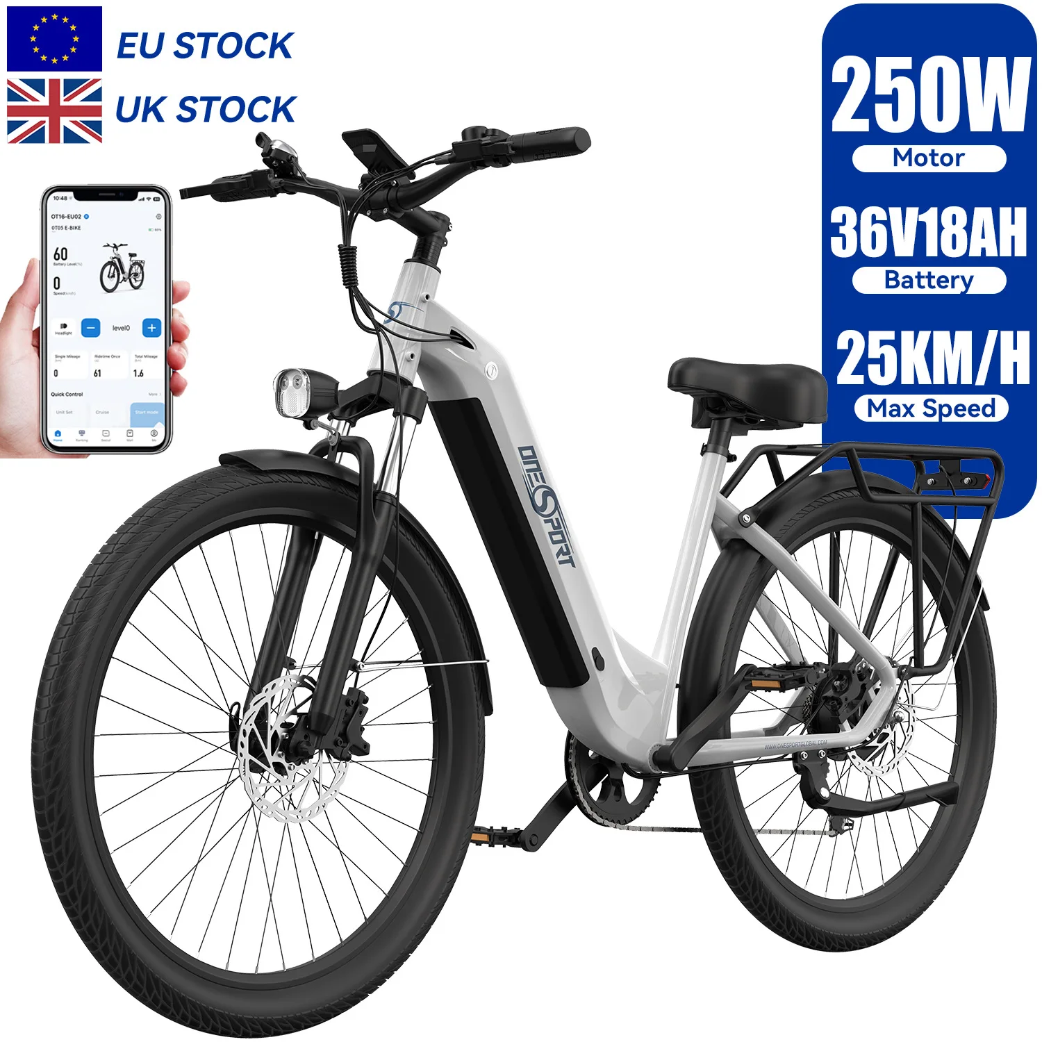 

ONESPORT UK EU Drop Shipping Electric Bike Eu Stock OEM Custom 36v 27.5 Inch Ebike Electric City Mountain Road Bike