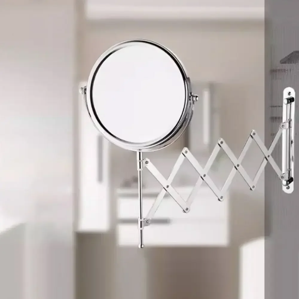 Bathroom Folding Vanity Mirror Wall-mounted Vanity Vanity Mirror Retractable Mirror Metal Double-sided Mirror 2X/3X Magnificatio