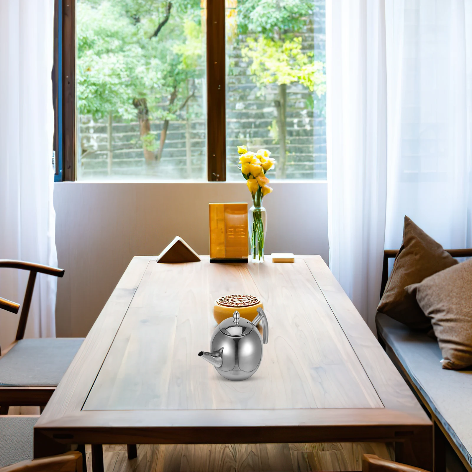 

Stainless Steel Teapot With Built-In Strainer For Loose Tea Cafes Restaurants Induction Compatible Easy To Clean Tea Pot